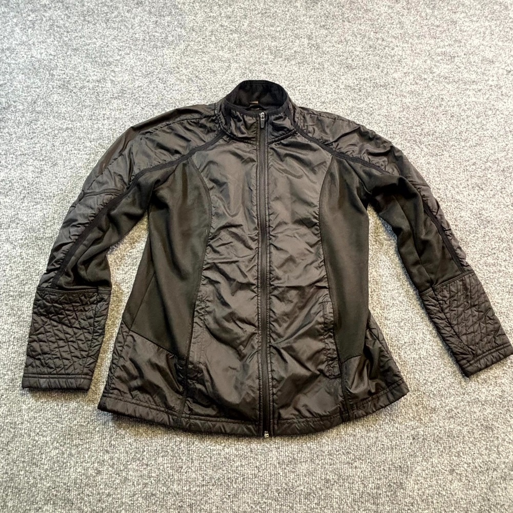 Xersion Basic Jacket Women's L Black Polyester Fleece-Lined Performance Full-Zip